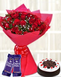 30-Red Blooms with Choco Treats